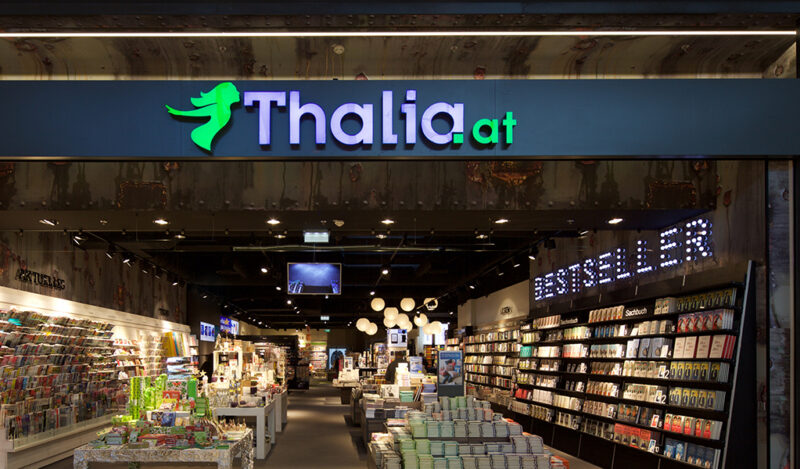Leuchtendes Thalia Logo als Leuchtschrift ausgeführt von HUBER Signage